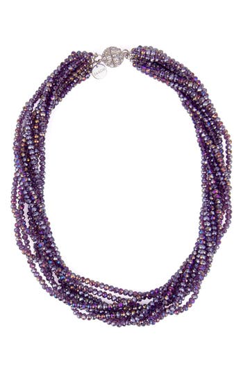 Saachi Multi Strand Bead Necklace In Purple