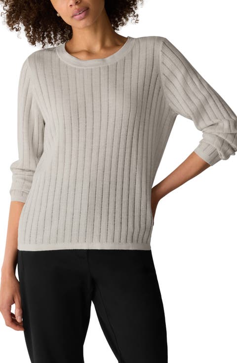 Ribbed Superfine Merino Wool Crewneck Sweater