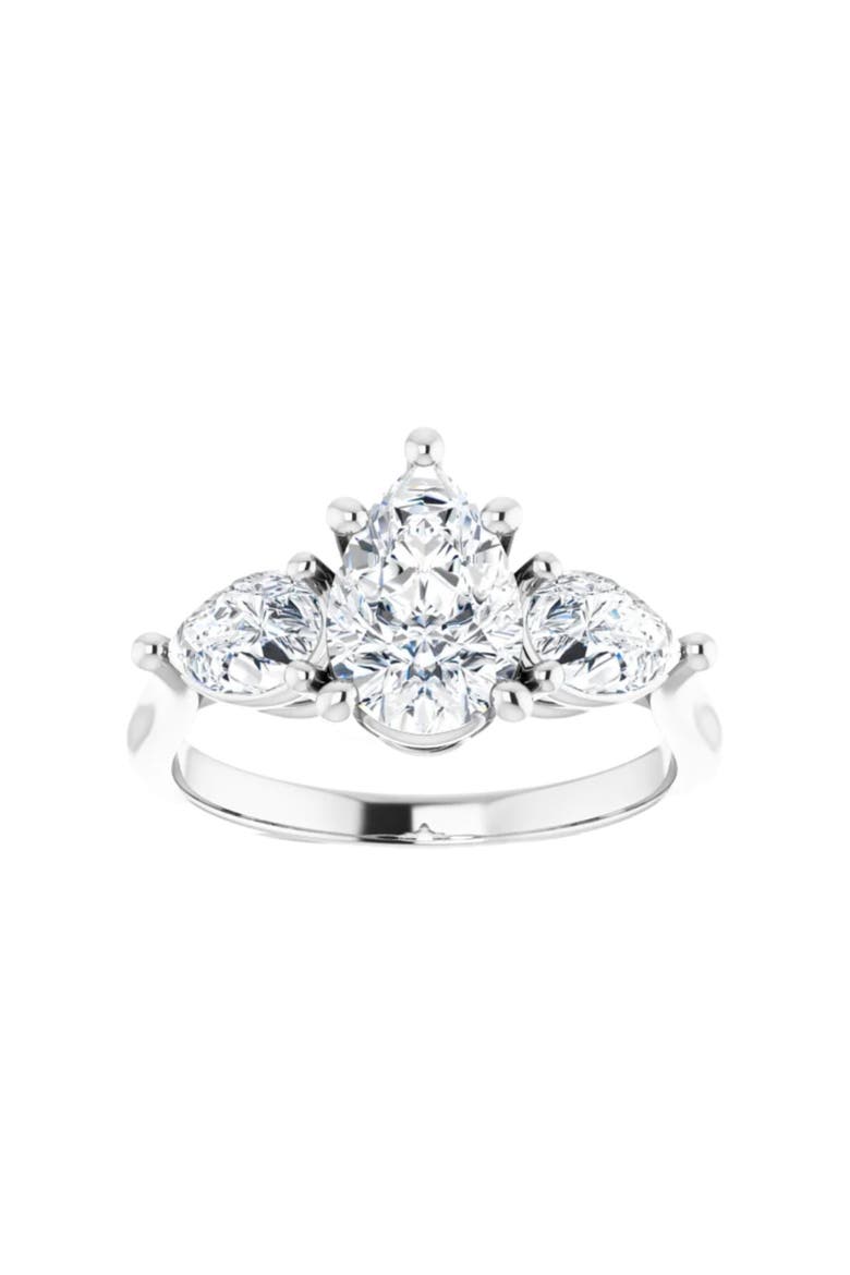 2Ct TW Pear Shape Three Stone Diamond Engagement Ring in 14k Gold Lab Grown, Main, color, 14k White Gold
