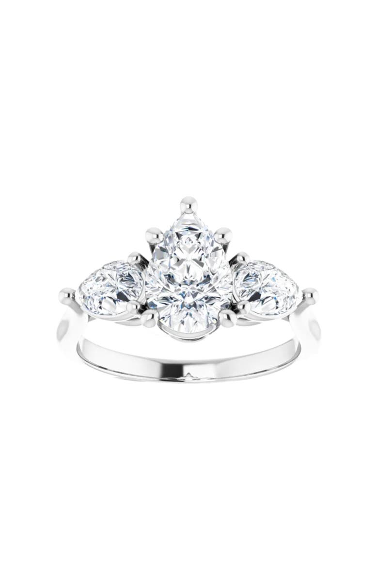 Bliss Diamond 2Ct TW Pear Shape Three Stone Diamond Engagement Ring in 14k Gold Lab Grown, Main, color, 14K White Gold
