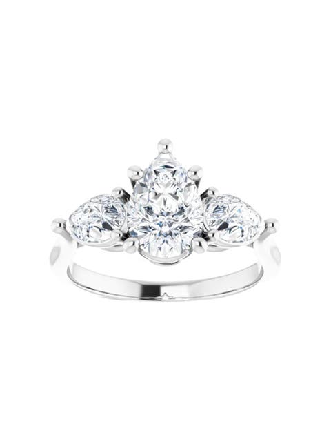 2Ct TW Pear Shape Three Stone Diamond Engagement Ring in 14k Gold Lab Grown