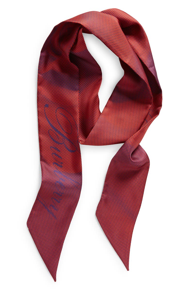 Burberry Red Rose Silk Twilly Scarf, Alternate, color, 