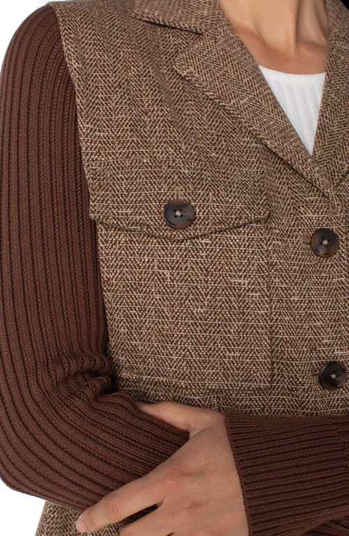 Liverpool Los Angeles Mixed Media Shacket In Brown