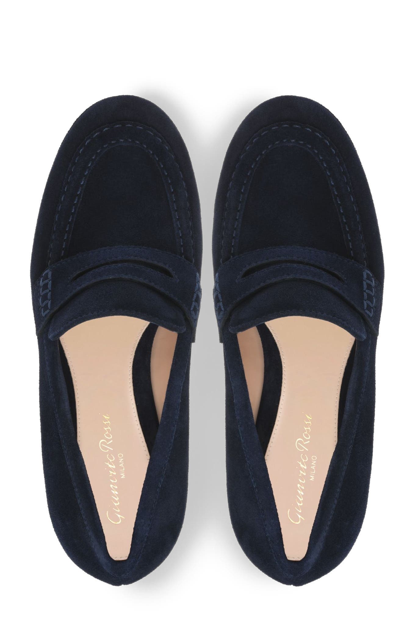 Gianvito Rossi Jenna Mocassin, Alternate, color, Blue Suede