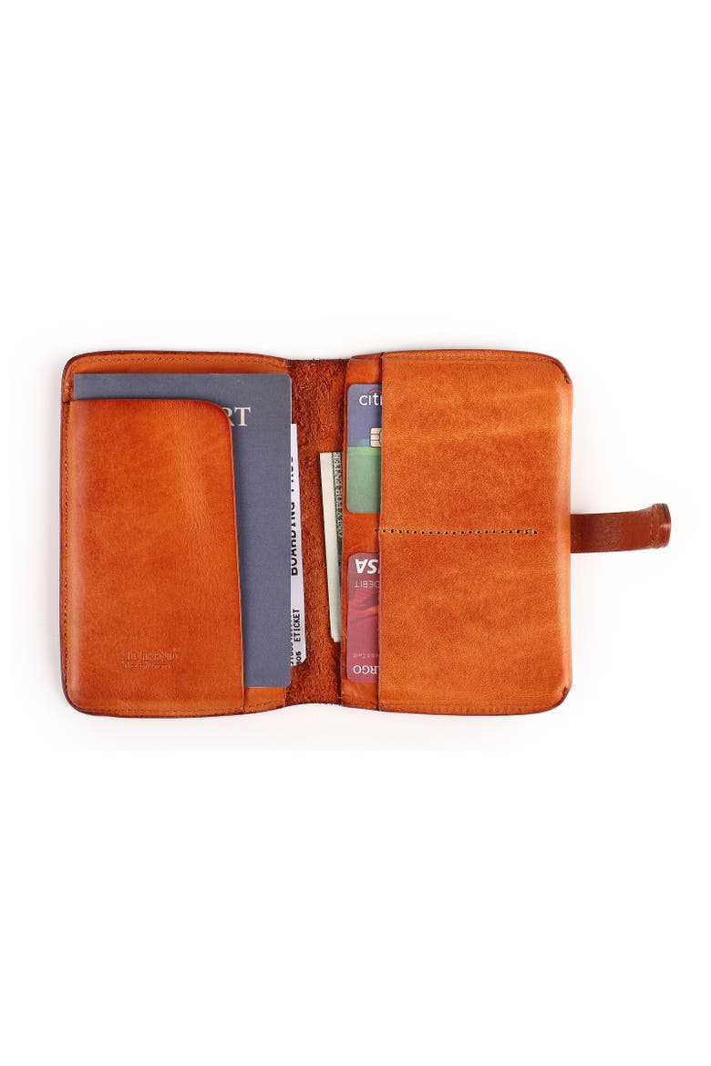 Leeds Genuine Leather Bifold Passport Holder, Alternate, color, Caramel