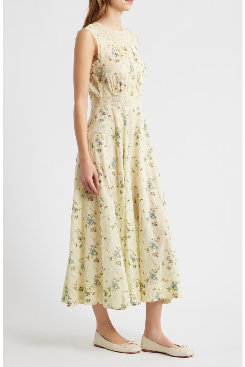 Liliane Floral Lace Detail Organic Cotton Dress, Alternate, color, SUNSHINE PRAIRIE ROSE