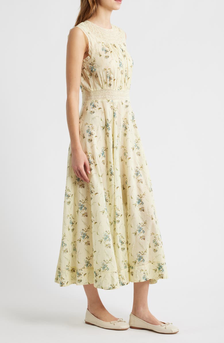 DÔEN Liliane Floral Lace Detail Organic Cotton Dress, Alternate, color, Sunshine Prairie Rose