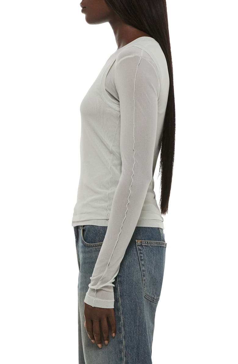 Helmut Lang Layered Mesh Long Sleeve T-Shirt, Alternate, color, Aqua Gray