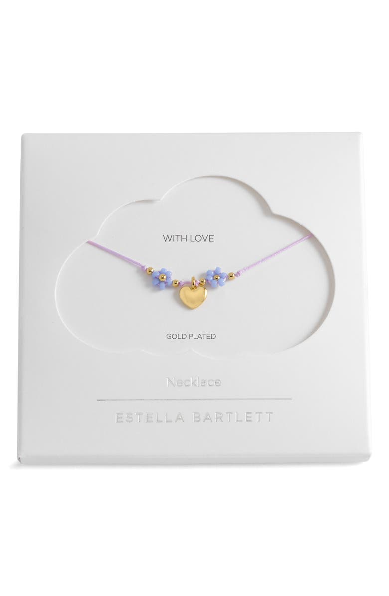 Estella Bartlett Miyuki Heart & Flower Beaded Necklace, Alternate, color, Gold