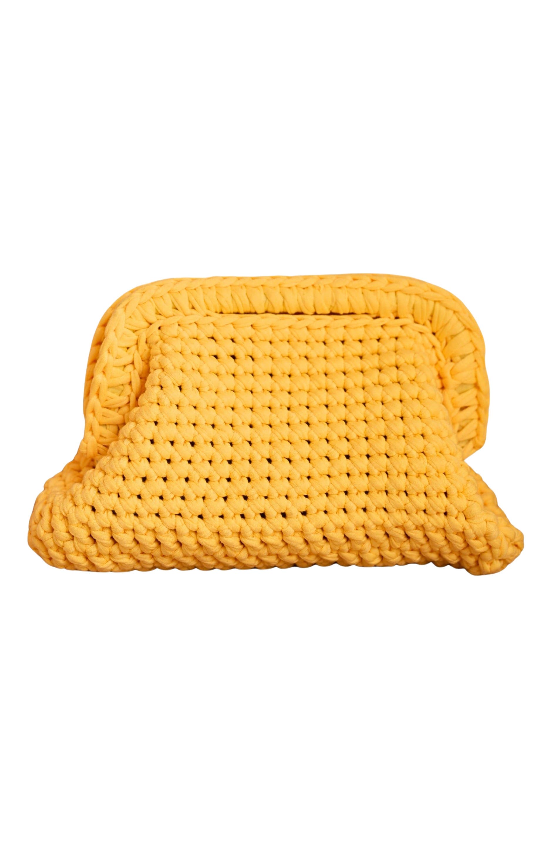 PINK HALEY Cali Top Handle Knit Clutch, Main, color, Butter Yellow
