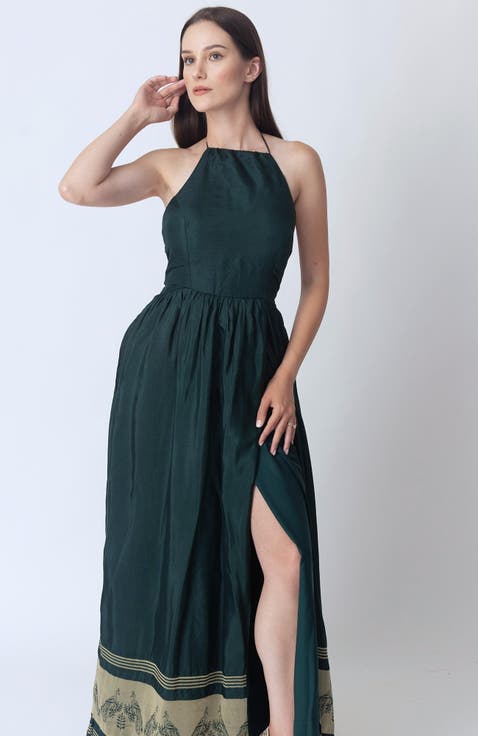 Ceres Halter Long Dress with Slit