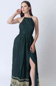 RAAS Ceres Halter Long Dress with Slit