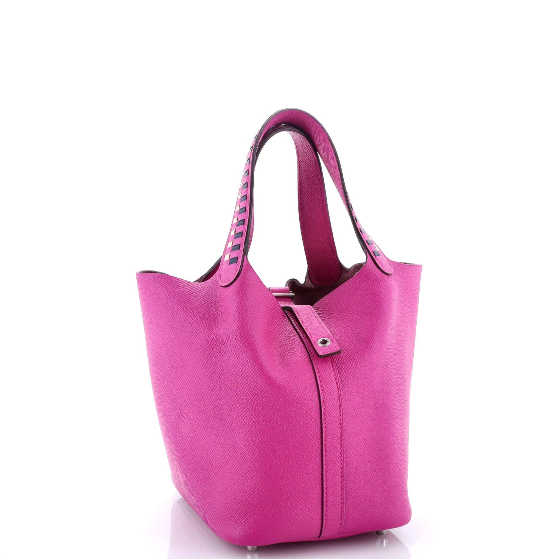 Pre-Owned Hermes Picotin Lock Bag Tressage Epsom PM, Alternate, color, Magnolia