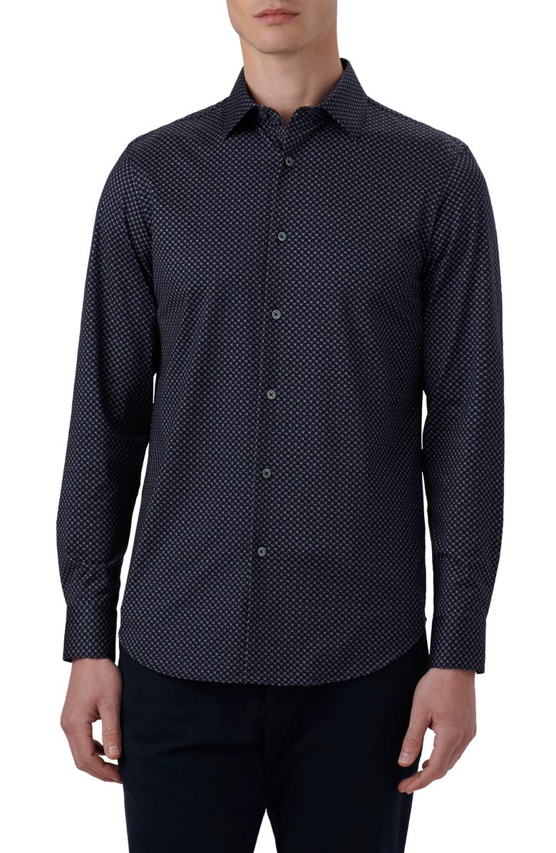 Bugatchi James OoohCotton<sup>®</sup> Geometric Print Button-Up Shirt, Main, color, 