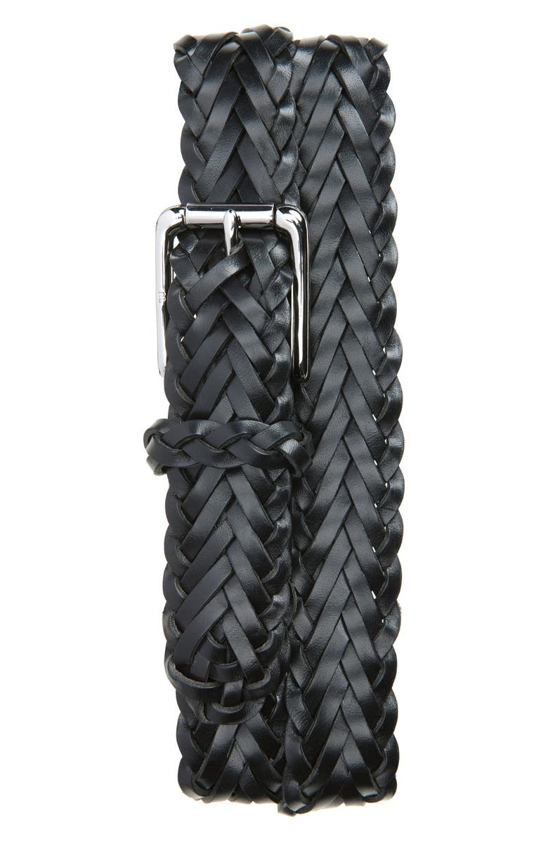 Ralph Lauren Purple Label Sportsman Braided Leather Belt, Main, color, Black