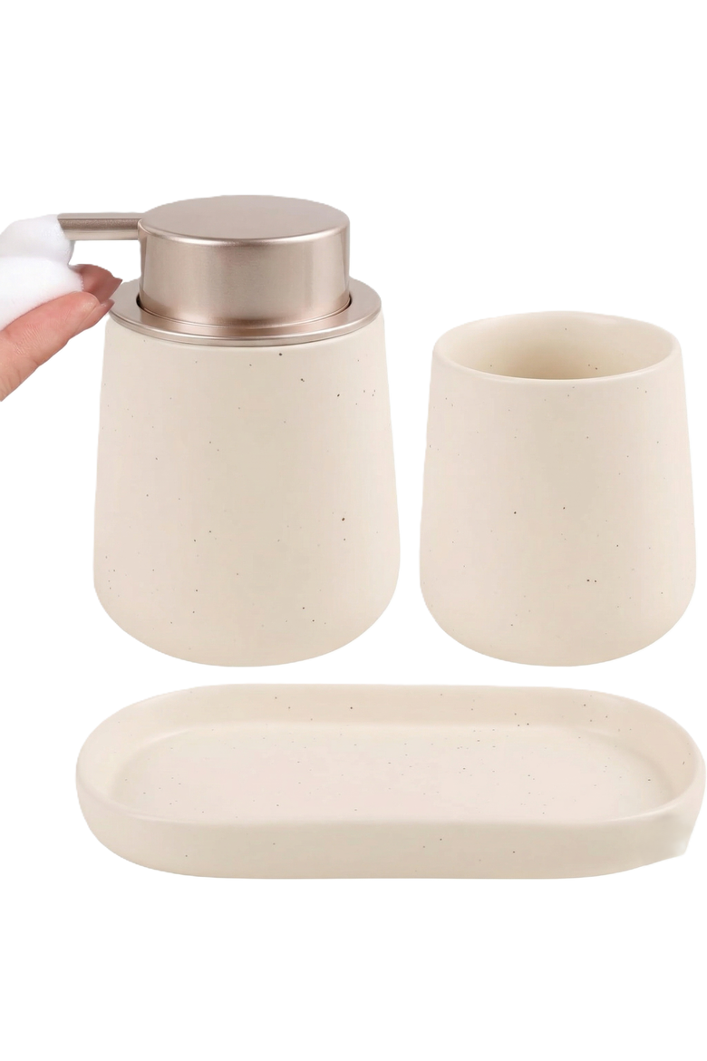 Modern 3-Piece Foaming Bathroom Set Recycled Eco-Clay, Main, color, Apricot