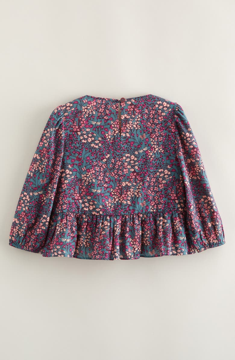 Nordstrom Kids' Bow Front Peplum Cotton Top, Alternate, color, Teal Needle Butterfly Bunches