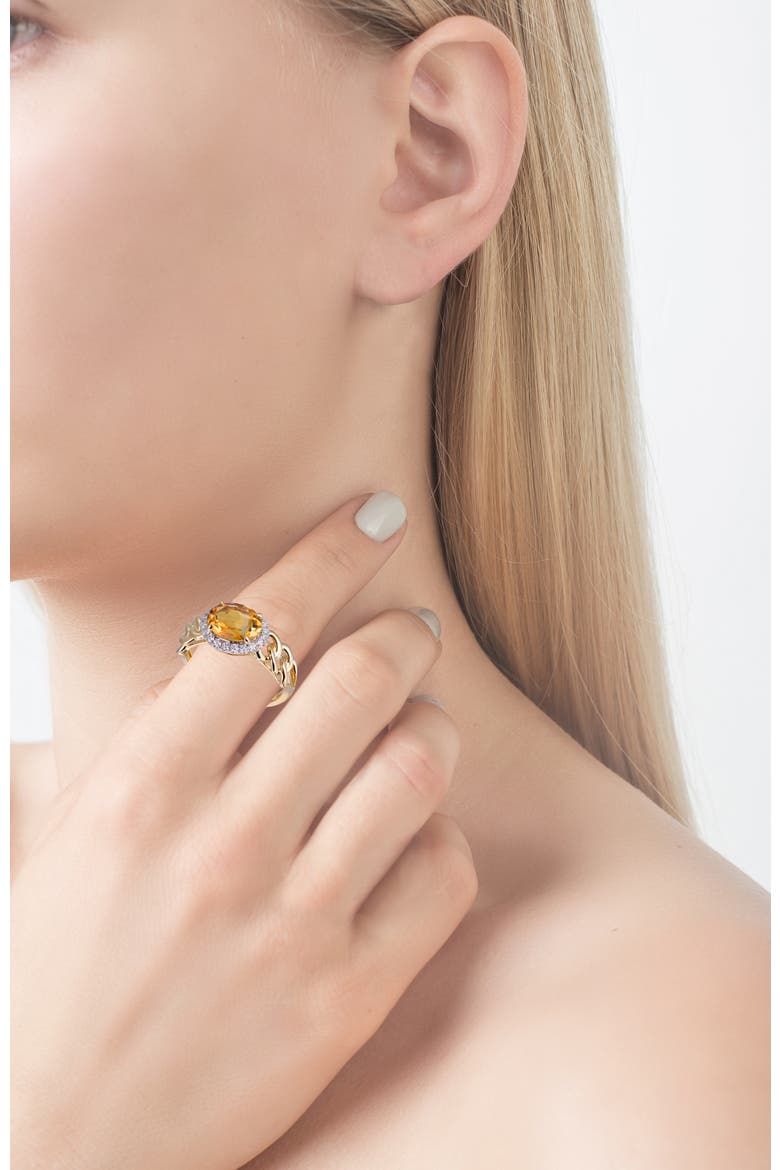 Citrine Ring with Diamonds, Alternate, color, Citrine Orange