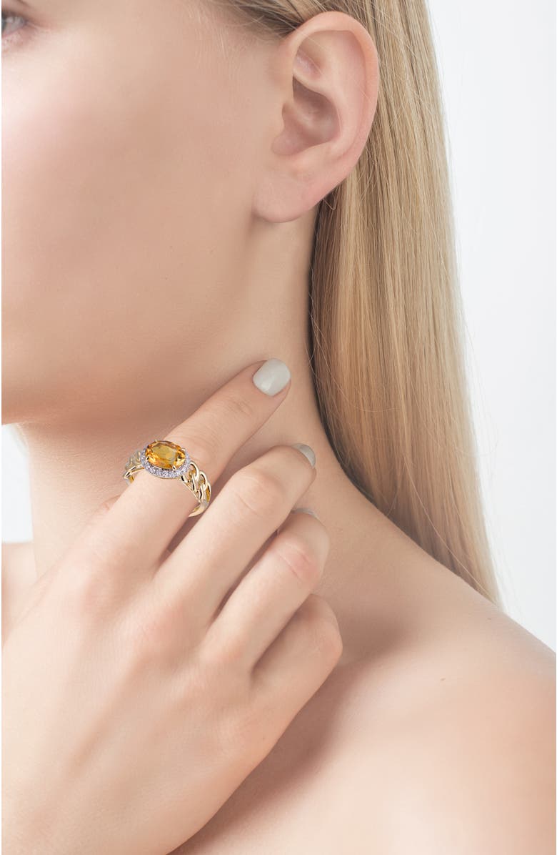 Kahn High Jewelry Citrine Ring with Diamonds, Alternate, color, Citrine Orange