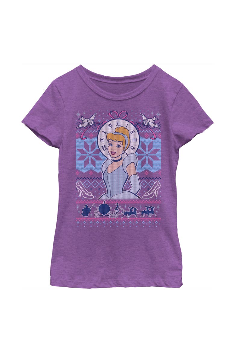 Girl's Disney Cinderella Christmas Sweater  Graphic T-Shirt, Main, color, Purple Berry