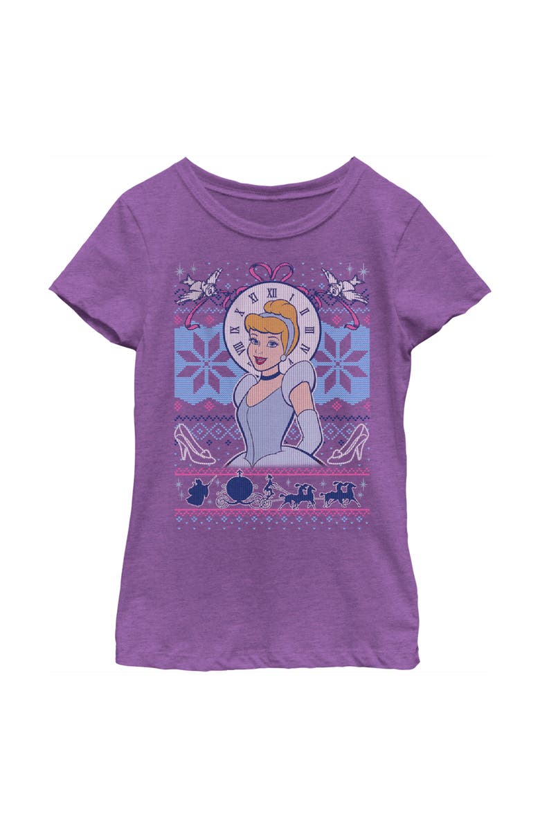 Disney Girl's Disney Cinderella Christmas Sweater  Graphic T-Shirt, Main, color, Purple Berry