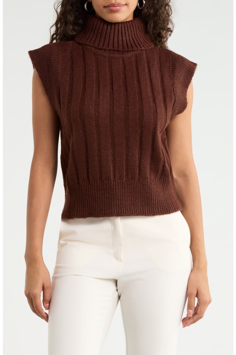 Anaya Ribbed Turtleneck Sweater, Main, color, CHOCOLATE