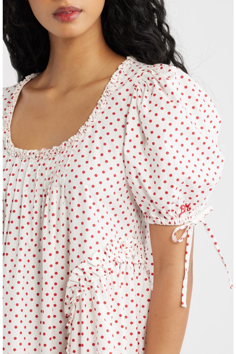 Meri Pleated Puff Sleeve Cotton Mini Sundress, Alternate, color, SPOT