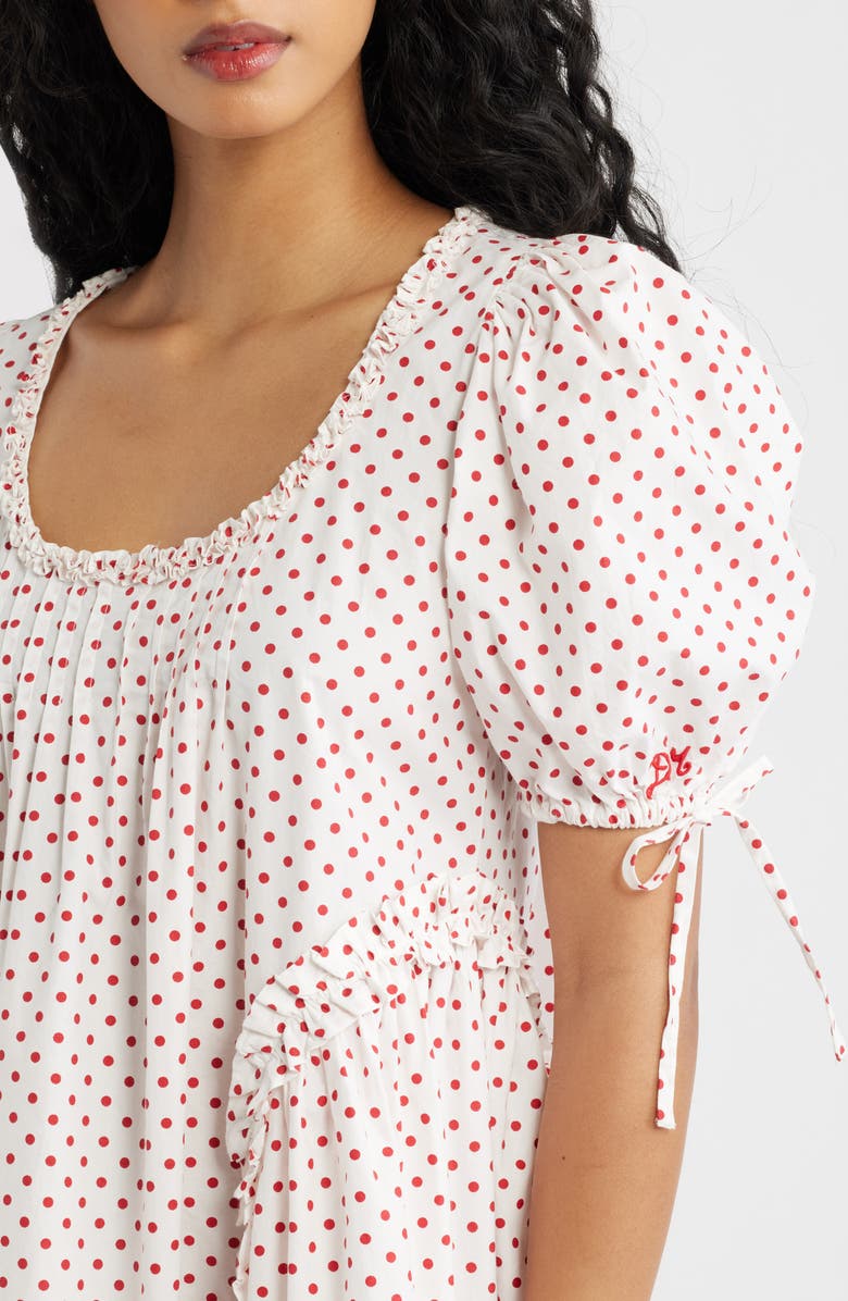 Damson Madder Meri Pleated Puff Sleeve Cotton Mini Sundress, Alternate, color, Spot