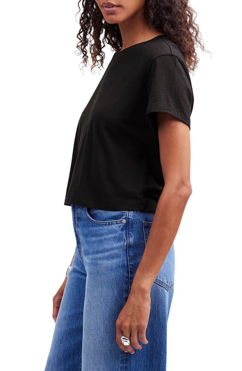 Madewell Boxy Crop Cotton Slub T-Shirt, Alternate, color, Jet Black