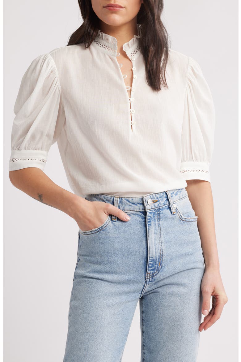 The Ruffle Collar Top, Main, color, WHITE
