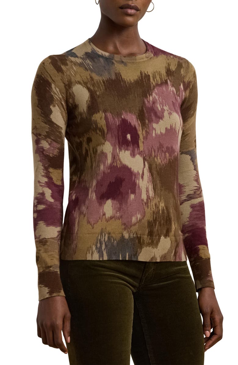 Lauren Ralph Lauren Cotton Blend Sweater, Main, color, Tan Multi