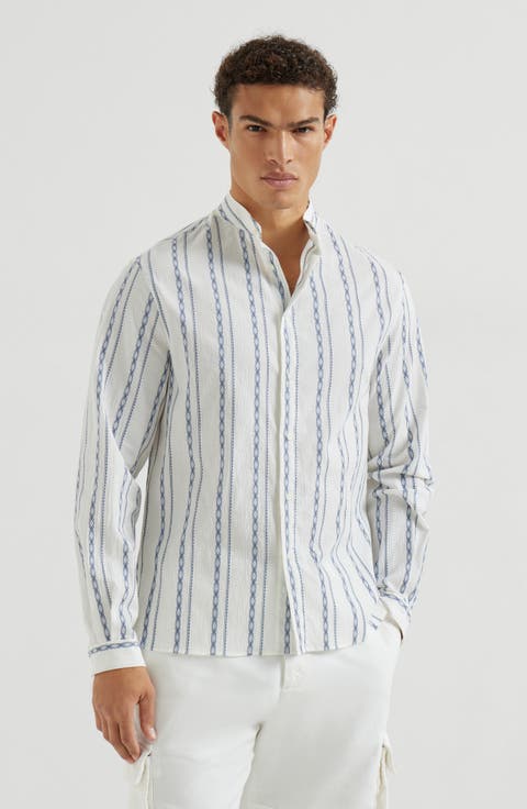 Mandarin collar shirt