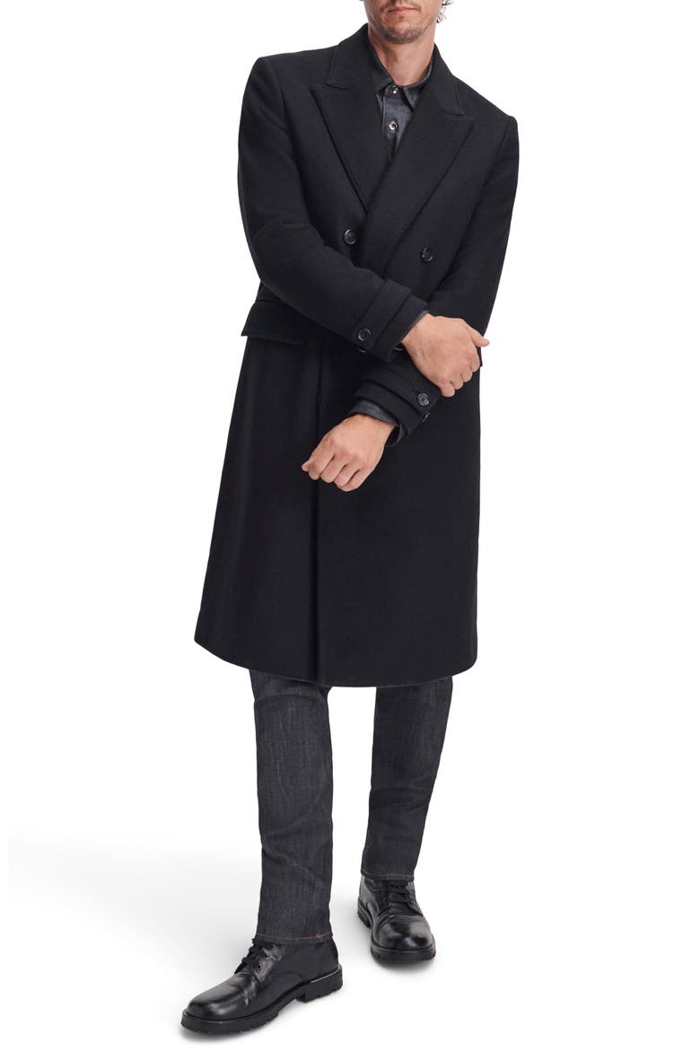 Lombard Double Breasted Wool Blend Coat, Alternate, color, BLACK