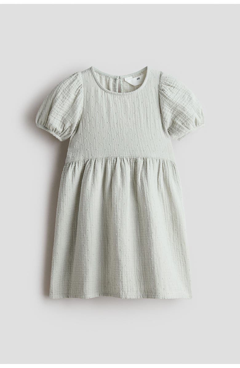 H&M Cotton Muslin Dress, Main, color, Light Dusty Green