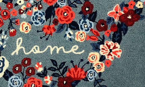 R16 Home Home Floral Doormat In Chambray Multi
