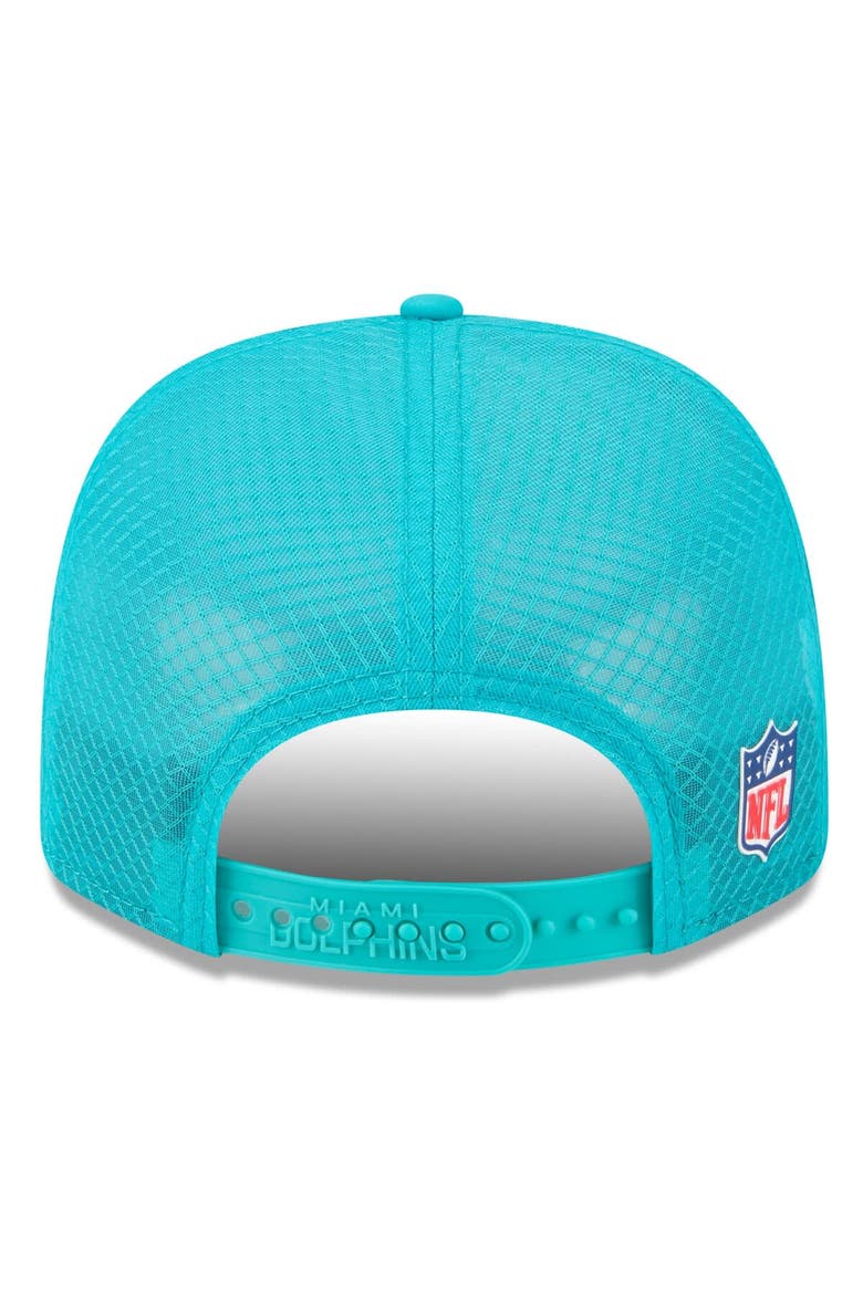 Men's New Era Aqua Miami Dolphins 2025 Sideline  9SEVENTY Trucker Adjustable Hat, Alternate, color, Aqua