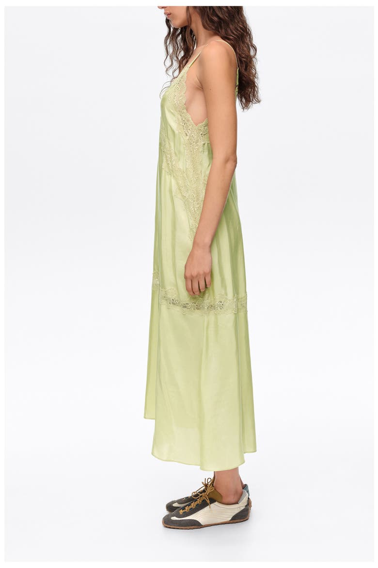 Lace-Trim Slip Midi Dress, Alternate, color, LIME