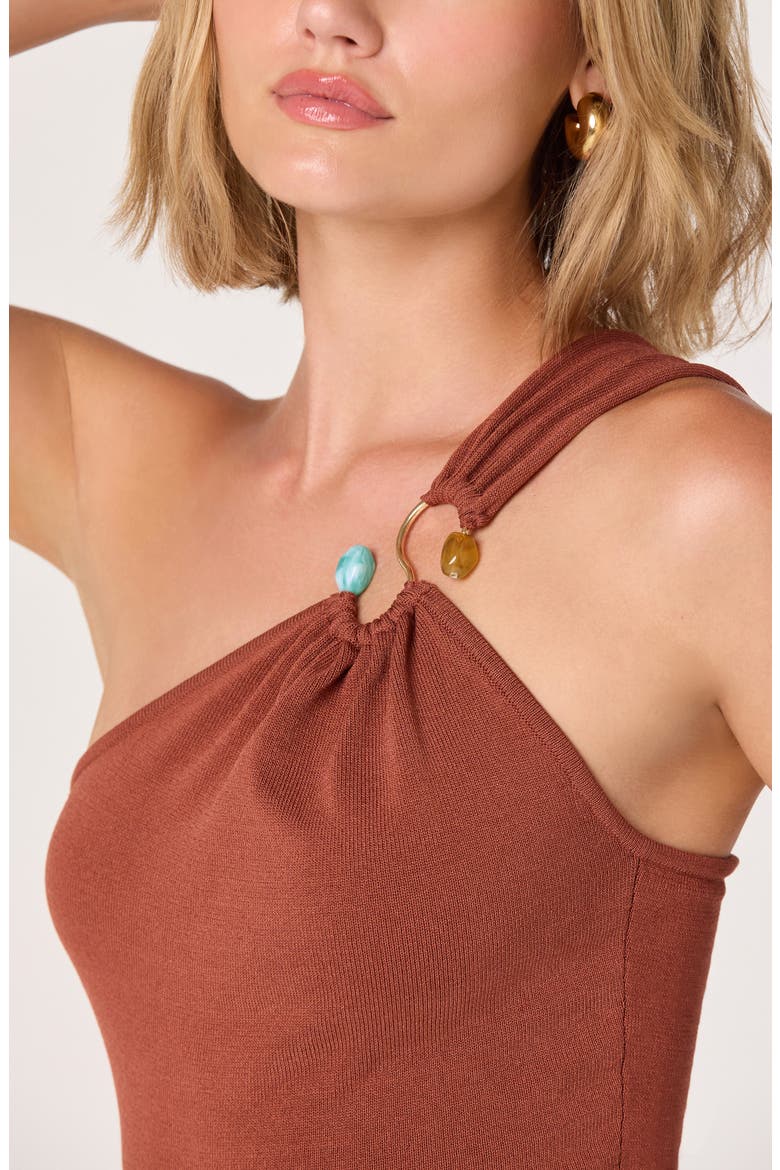 Ania Asymmetric One Shoulder Top, Alternate, color, BROWN