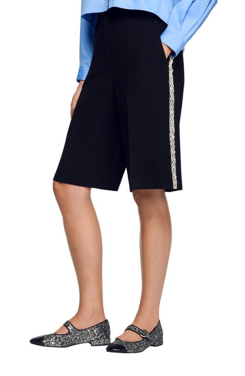 Bermuda with rhinestone stripe