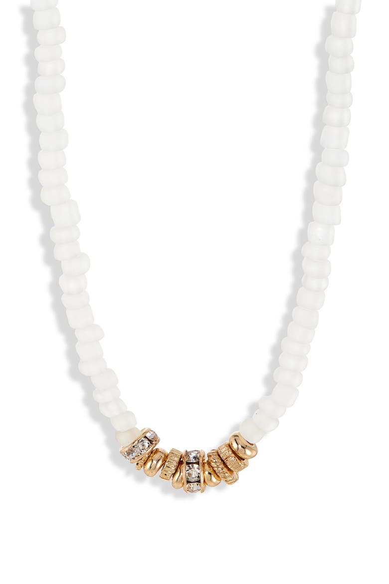 Beaded Rondelle Necklace, Alternate, color, CLEAR- WHITE- GOLD