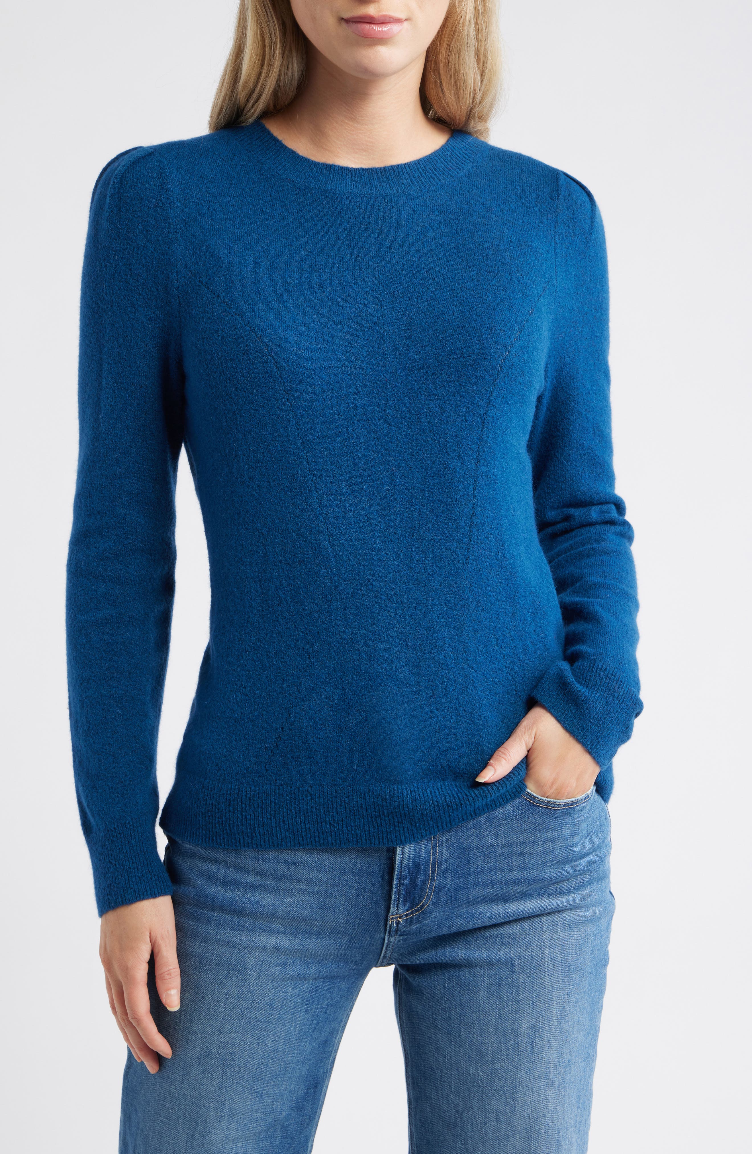 Caslon® Pointelle Detail Crewneck Sweater