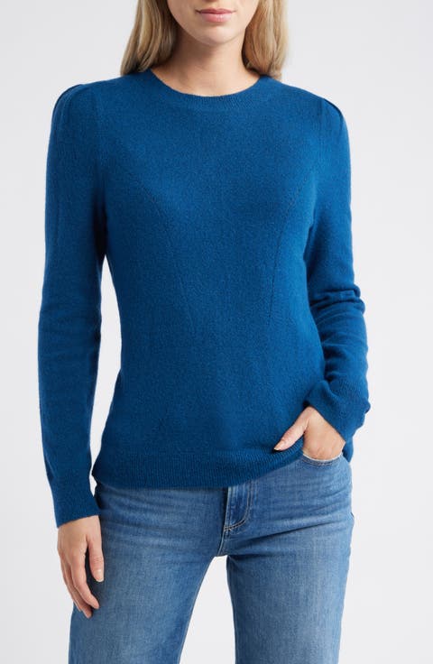 Pointelle Detail Crewneck Sweater