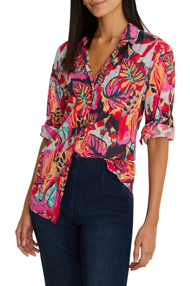Kauai Crinkle Cotton Shirt, Main, color, RED MULTI
