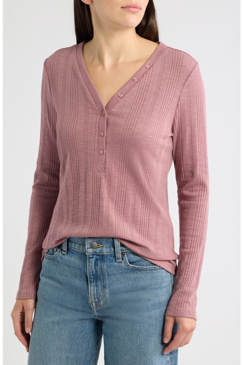 Rib Henley Top, Alternate, color, MAUVE