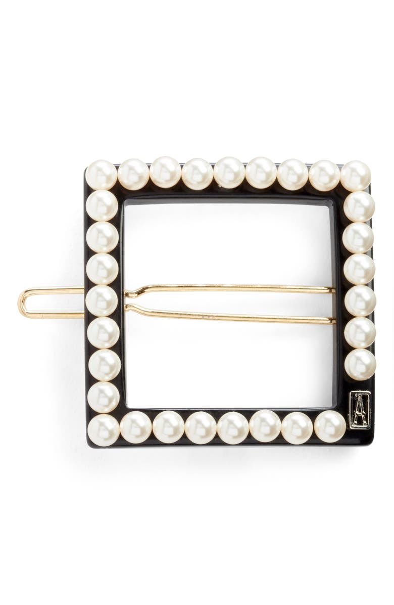 Alexandre de Paris Imitation Pearl Embellished Barrette, Main, color,