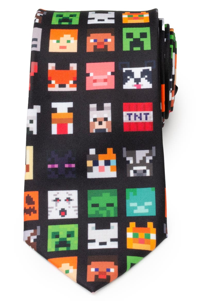 Minecraft Characters Tie, Main, color, BLACK