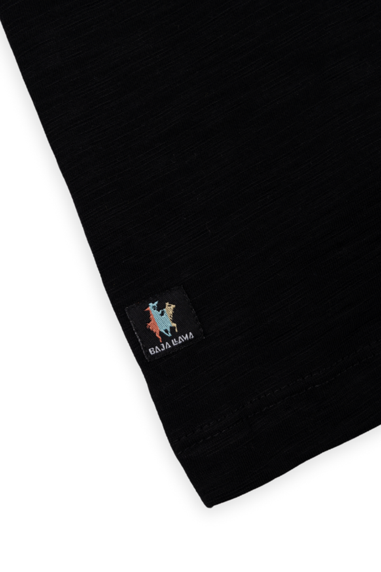 Boring Embroidery - Black Slub Pima Tee, Alternate, color, Black