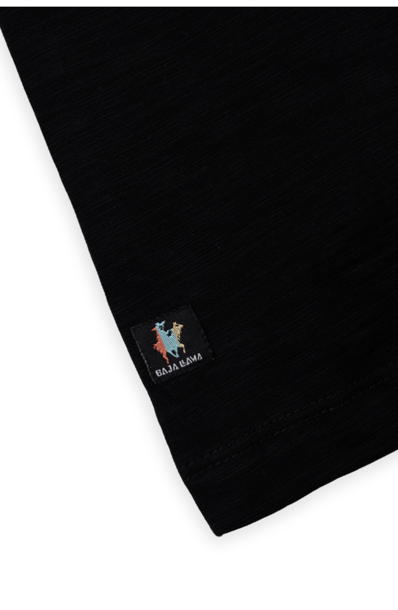 Baja Llama Boring Embroidery - Black Slub Pima Tee, Alternate, color, Black