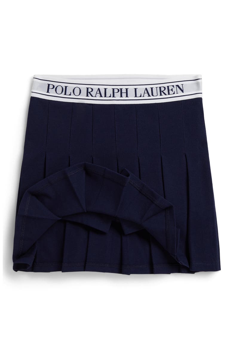 Kids' Stretch Mesh Sleeveless Polo & Skirt Set, Alternate, color, REFINED NAVY