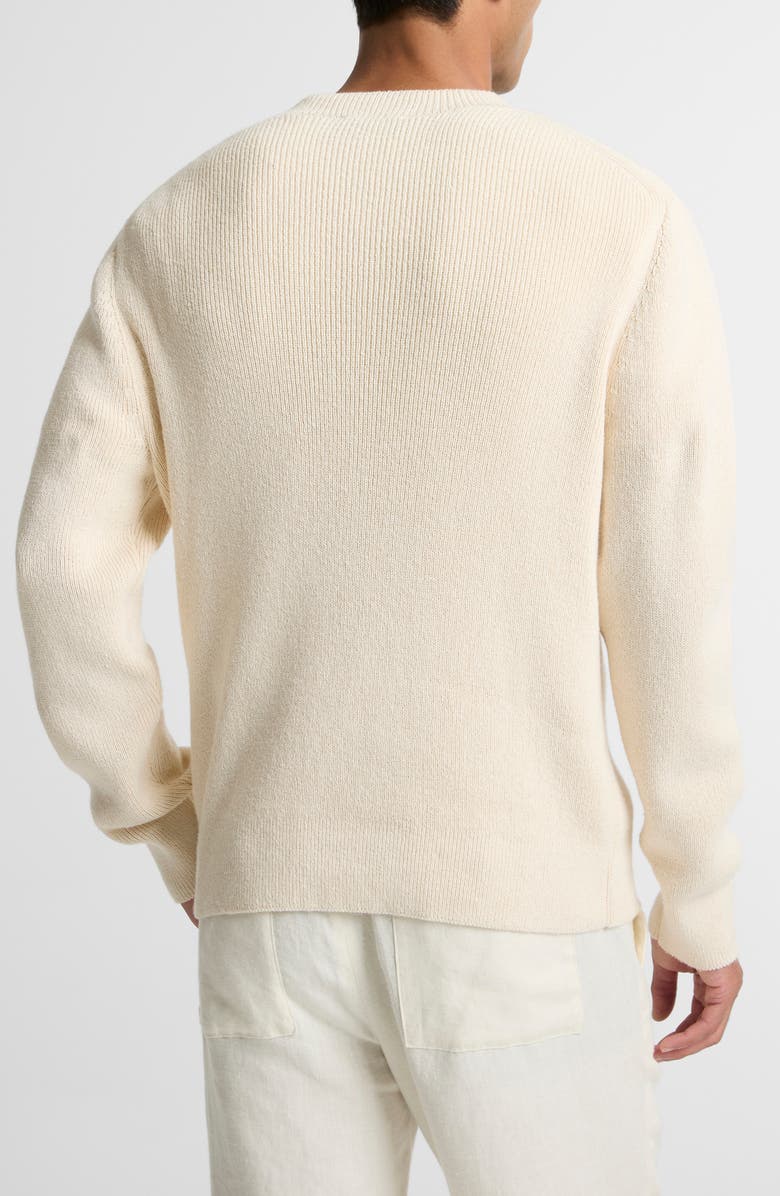 Vince Solid V-Neck Cotton Blend Ribbed Sweater, Alternate, color, Classic Cream
